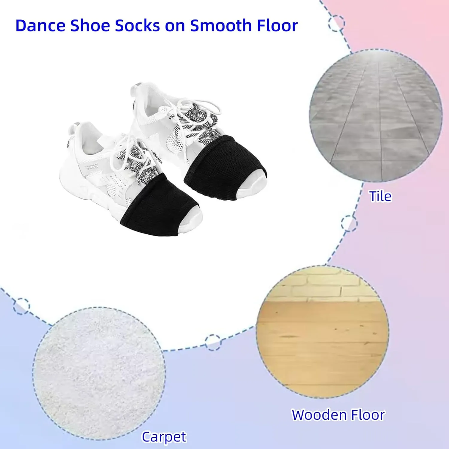 2 Pairs Socks for Dance Over Sneaker, Dance Shoe Socks on Smooth Floors, Dancing Sliders Turning Socks Shoe Covers
