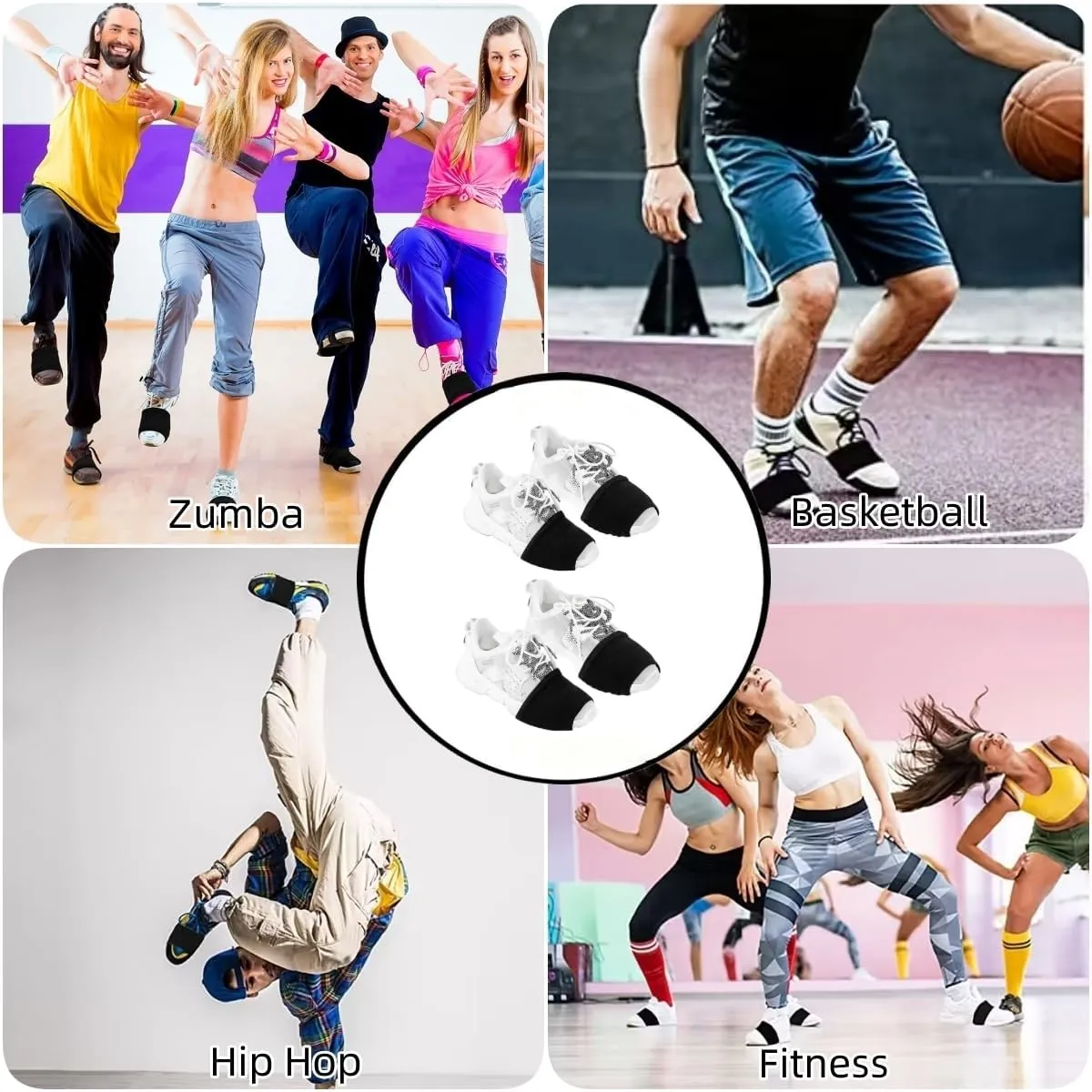2 Pairs Socks for Dance Over Sneaker, Dance Shoe Socks on Smooth Floors, Dancing Sliders Turning Socks Shoe Covers