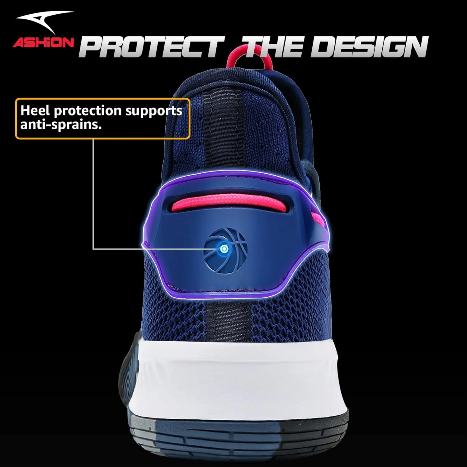 ASHION Men Basketball Shoes Arch Support Mens Sneakers Anti Slip Breathable Comfortable High Top Sports Running Walking Tennis Shoes