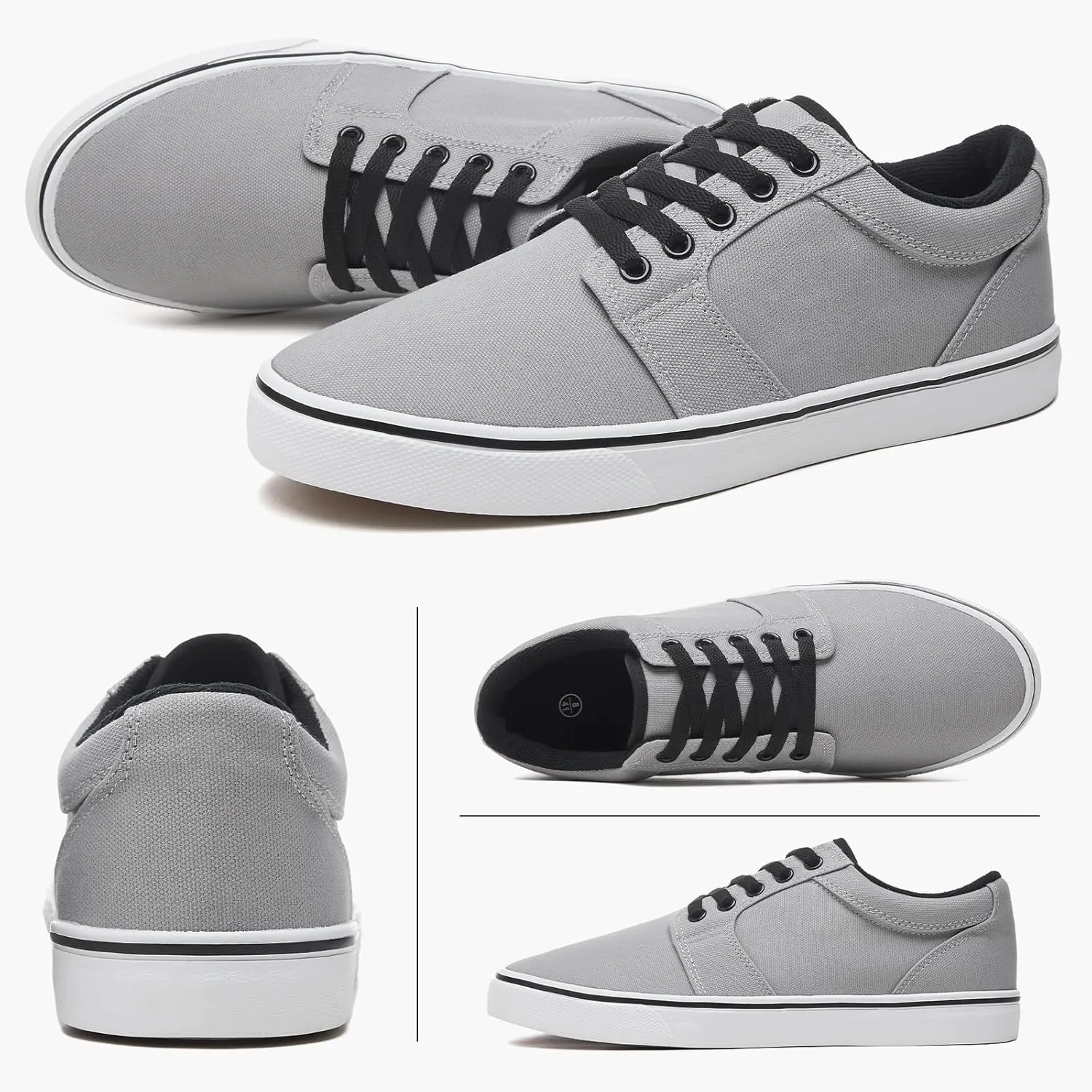 BENPAO Mens White Casual Shoes All Black Fashion Sneakers for Men Low Top Lace Up Canvas Shoes