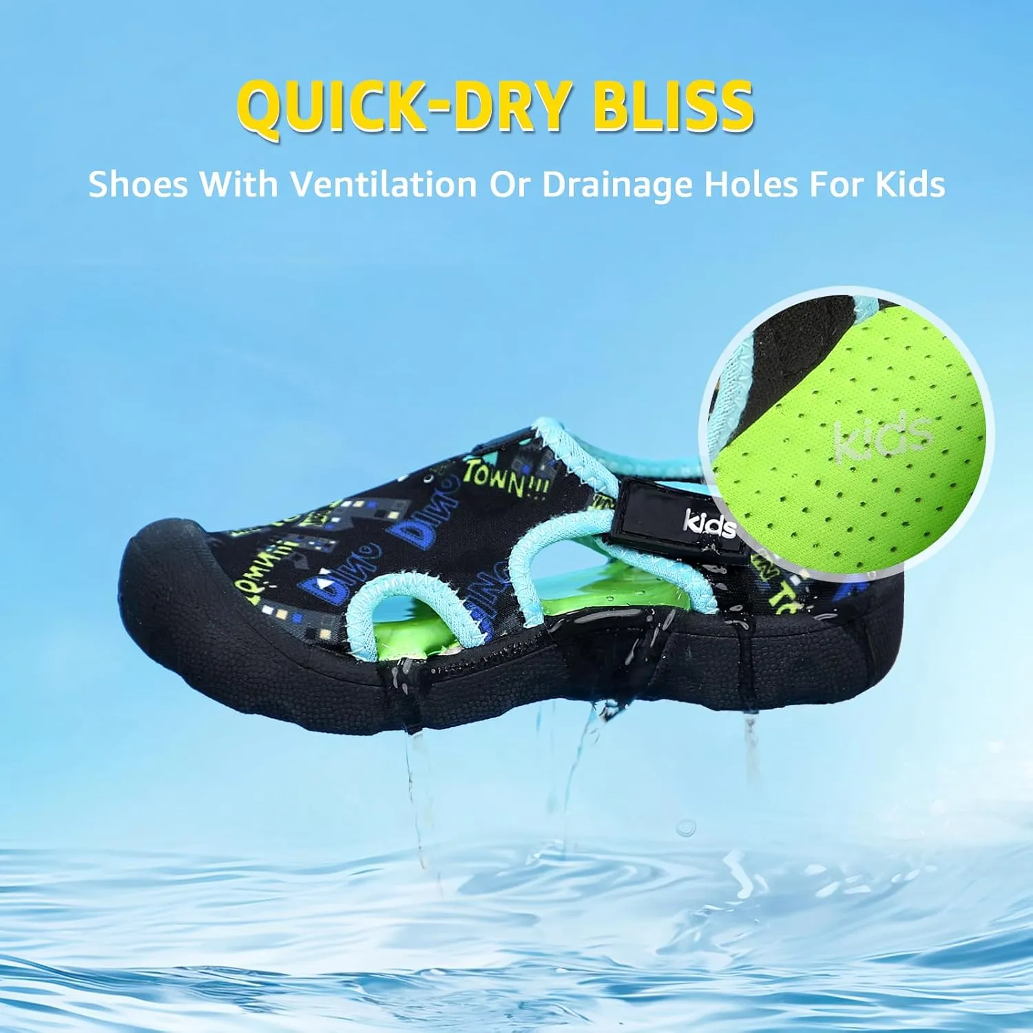 Boys Girls Water Shoes Quick-Dry Wide Toe Box Shoes Toddler Cute Beach Swim Pool Shoes(Toddler/Little Kid)