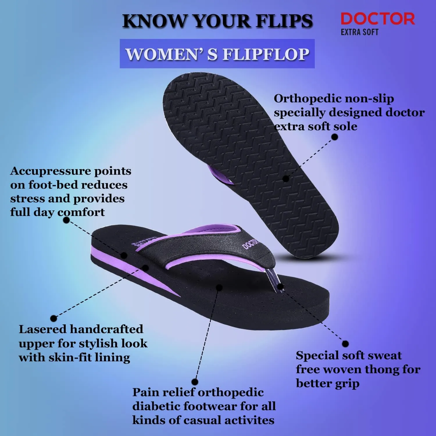 Care Diabetic Orthopedic Pregnancy Flat Super Comfort Dr Flipflops and House Slippers For Women's and Girl's D-18