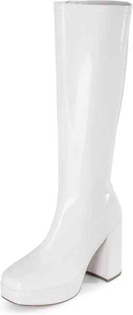 DREAM PAIRS Women's Platform Knee High Boots Chunky Block Heel Side Zipper Cute Gogo Boots