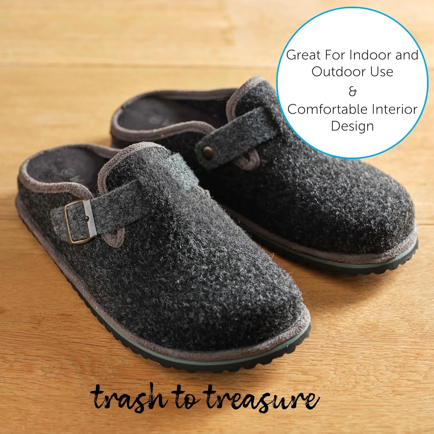 Eco-Friendly Men's Slippers: Recycled, Ultra Comfortable, Soft, Perfect for Indoors & Outdoors Slippers, Metal Buckle