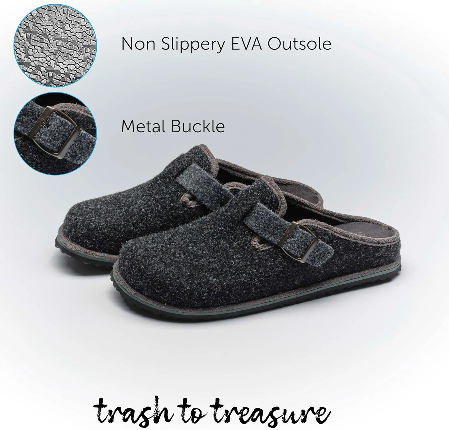 Eco-Friendly Men's Slippers: Recycled, Ultra Comfortable, Soft, Perfect for Indoors & Outdoors Slippers, Metal Buckle