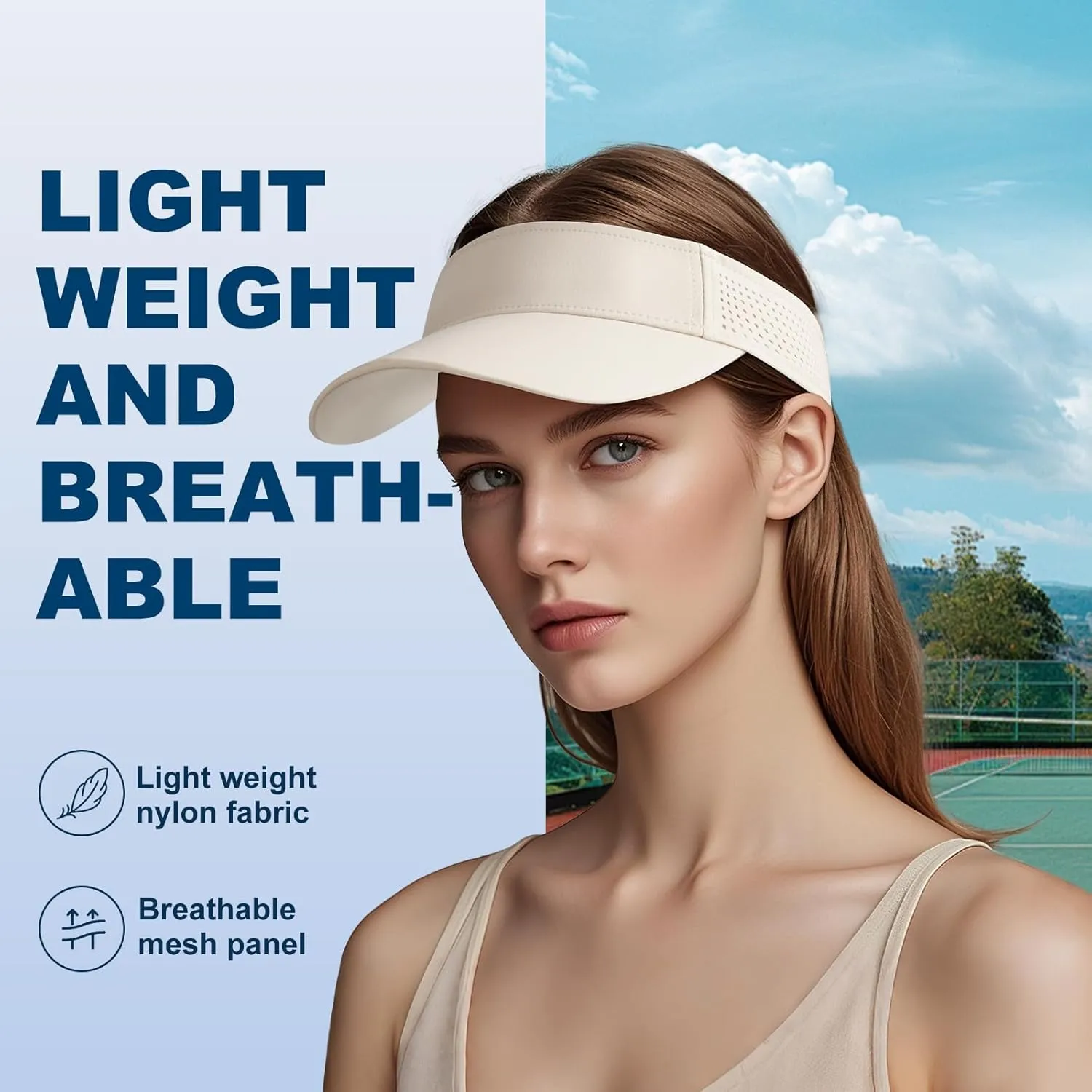 FEICUI Women's Sun Sports Visor Adjustable Empty Top Baseball Cap Athletic Performance Outdoor Hat