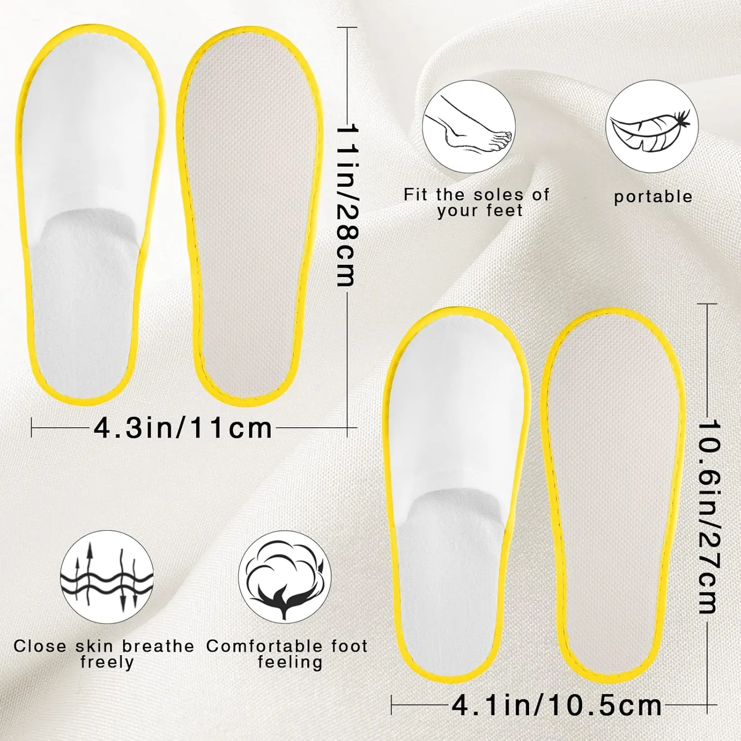 Geyoga 30 Pairs Disposable Spa Slippers for Guest Non Slip House Hotel Closed Toe Indoor Slipper for Men Women Home Wedding Travel, 2 Size