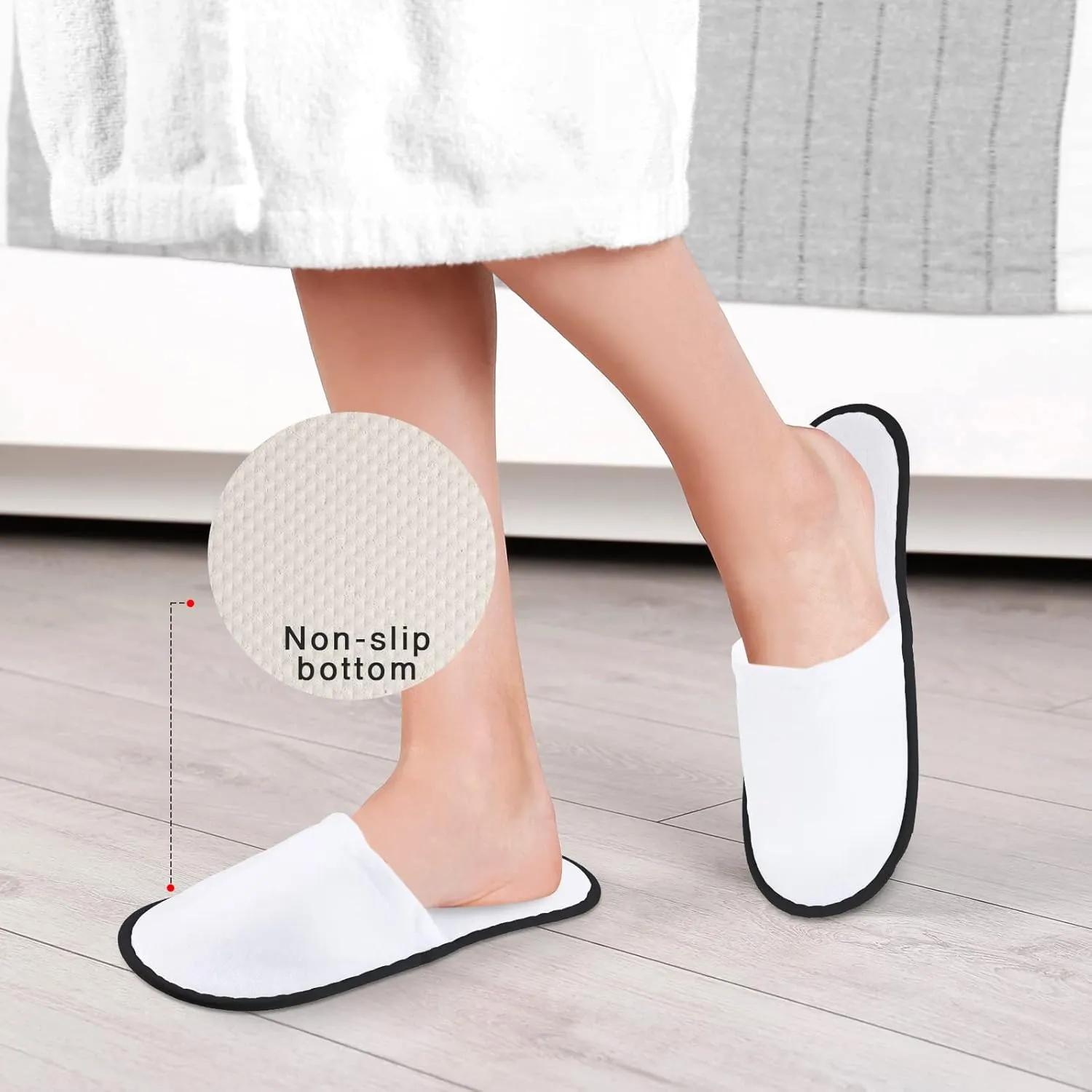 Geyoga 30 Pairs Disposable Spa Slippers for Guest Non Slip House Hotel Closed Toe Indoor Slipper for Men Women Home Wedding Travel, 2 Size
