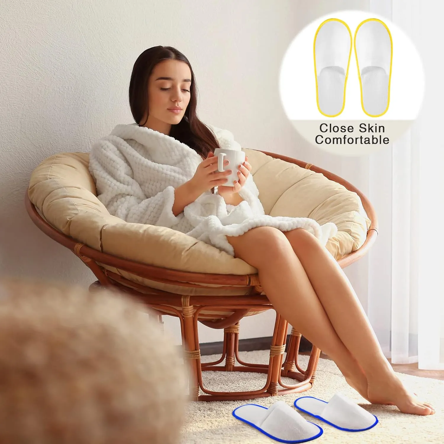 Geyoga 30 Pairs Disposable Spa Slippers for Guest Non Slip House Hotel Closed Toe Indoor Slipper for Men Women Home Wedding Travel, 2 Size