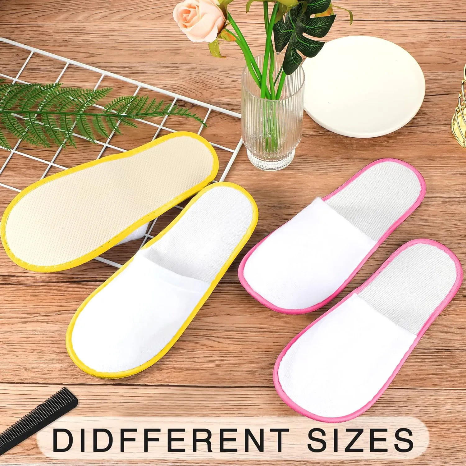 Geyoga 30 Pairs Disposable Spa Slippers for Guest Non Slip House Hotel Closed Toe Indoor Slipper for Men Women Home Wedding Travel, 2 Size