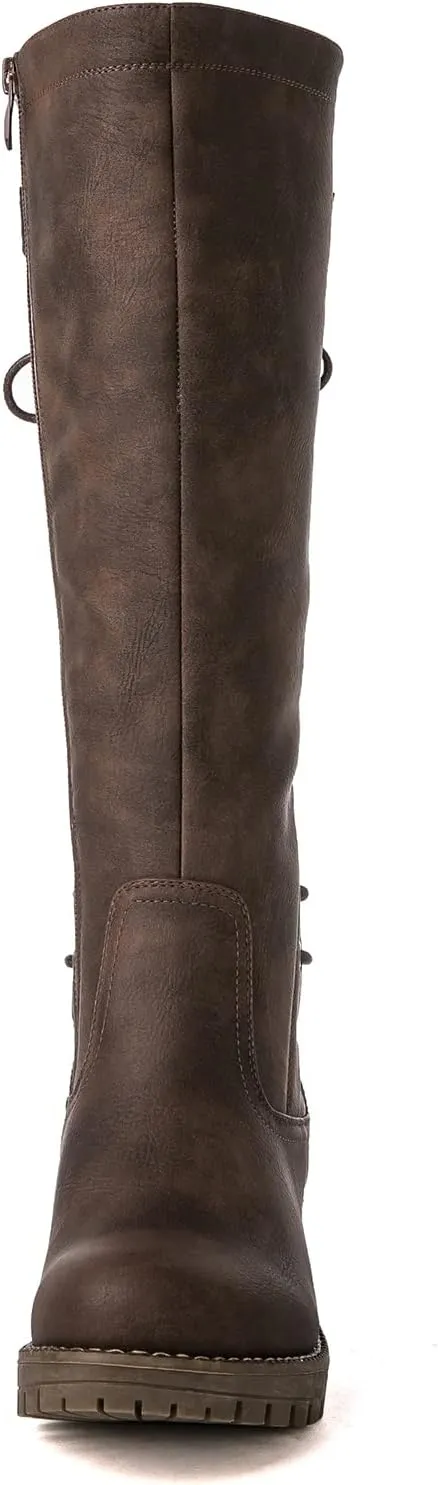GLOBALWIN Women's Lace Up Back Knee High Fashion Boots