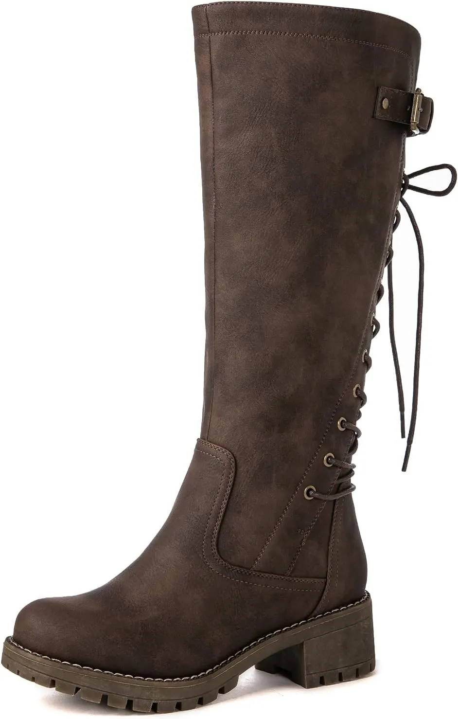 GLOBALWIN Women's Lace Up Back Knee High Fashion Boots