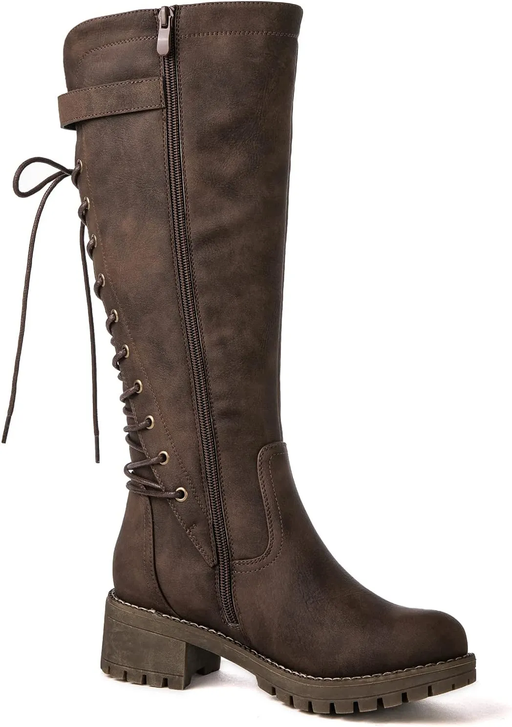GLOBALWIN Women's Lace Up Back Knee High Fashion Boots