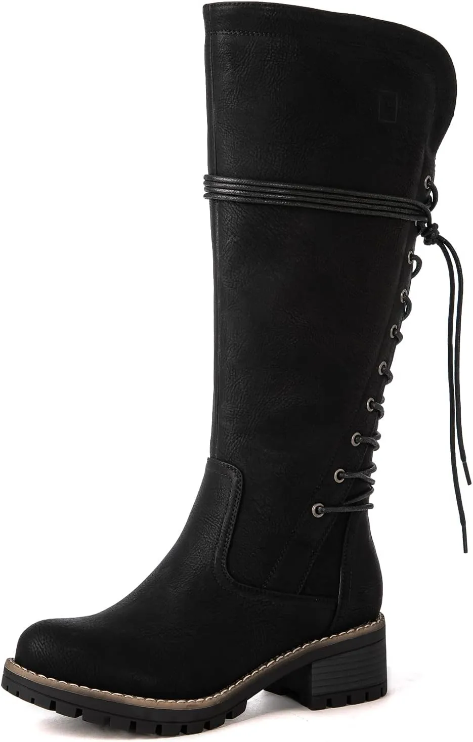 GLOBALWIN Women's Lace Up Back Knee High Fashion Boots