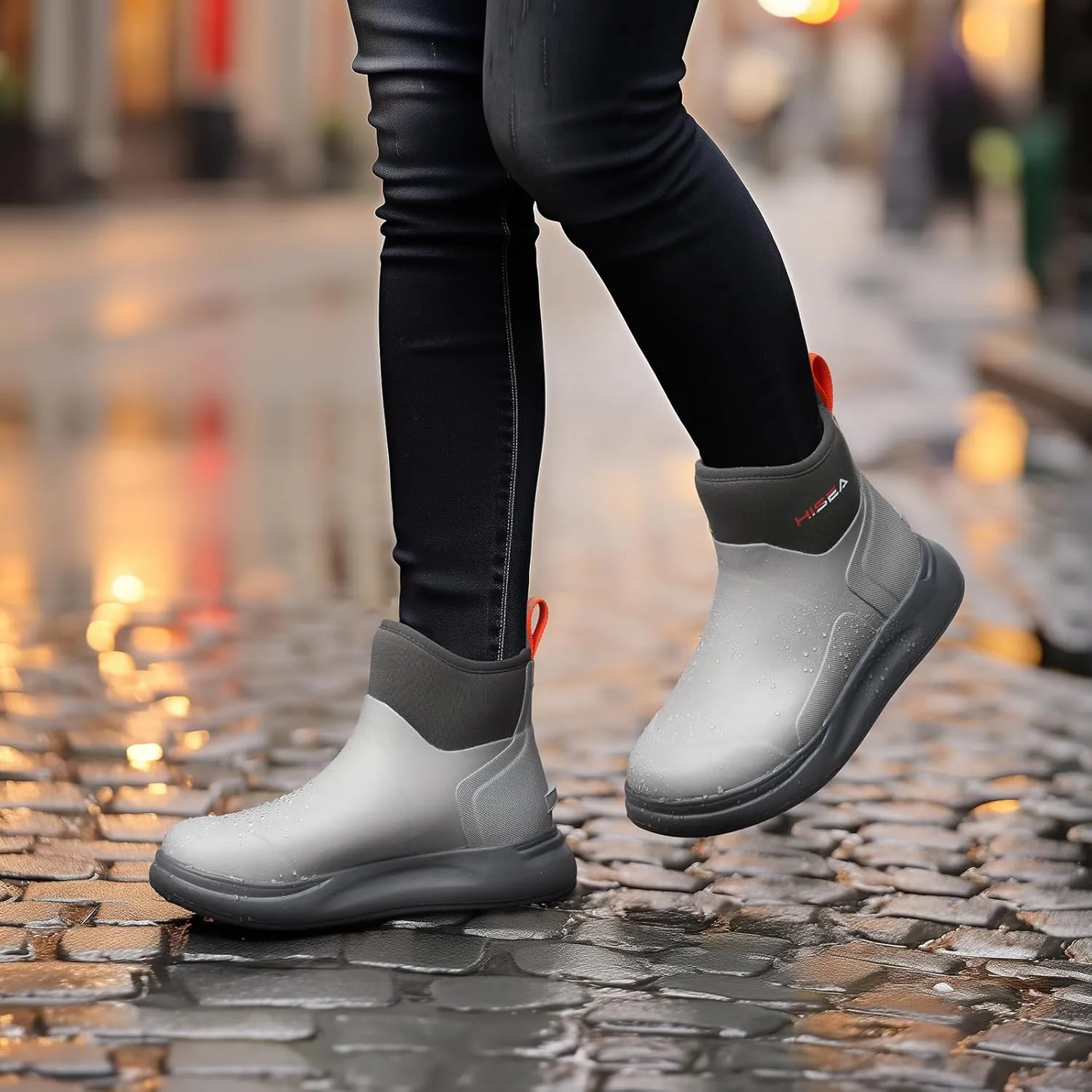 HISEA Women's Chelsea Rain Boots, Rubber Ankle Short Boots for Women Waterproof, Durable Insulated Mud Booties for Outdoor Garden Work
