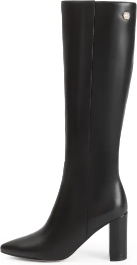 iiimmu Knee High Boots for Women 3 IN Chunky Heel with Side Zipper Soft Faux Leather Tall Boots Pointed Toe 15 IN Shaft