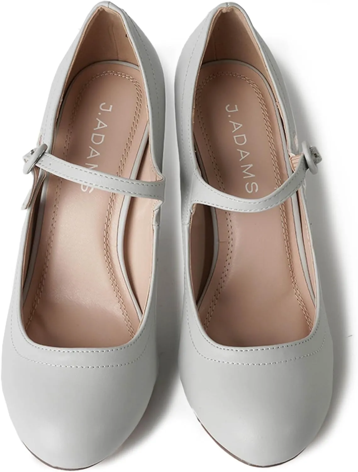 J. Adams Pixie Mary Jane Shoes Women Oxford Pumps - Cute Low Kitten High Heels - Retro Vintage Shoes for Women 1950s Mary Janes Round Toe Shoe with Ankle Strap - Women Dress Shoes