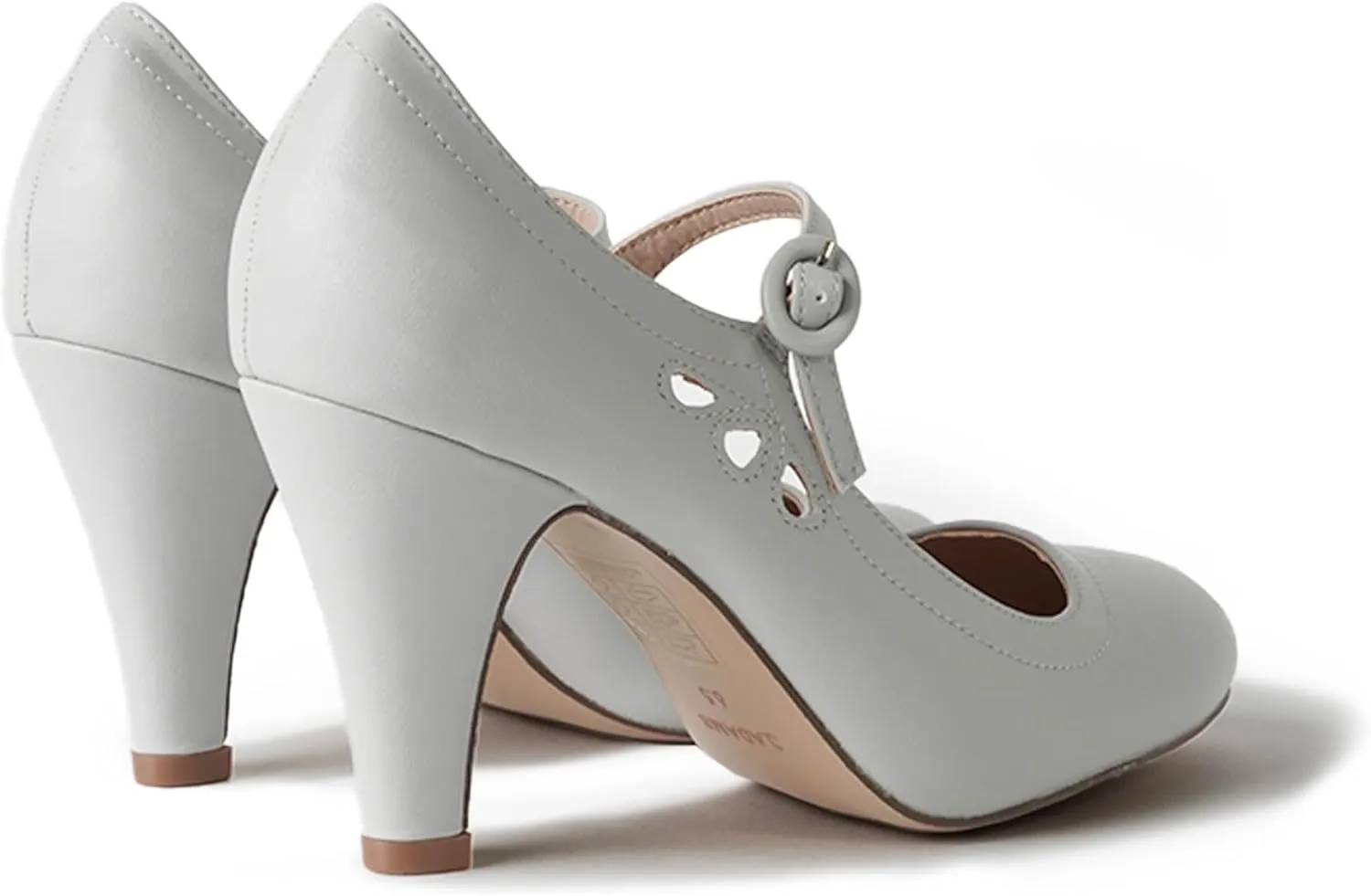 J. Adams Pixie Mary Jane Shoes Women Oxford Pumps - Cute Low Kitten High Heels - Retro Vintage Shoes for Women 1950s Mary Janes Round Toe Shoe with Ankle Strap - Women Dress Shoes