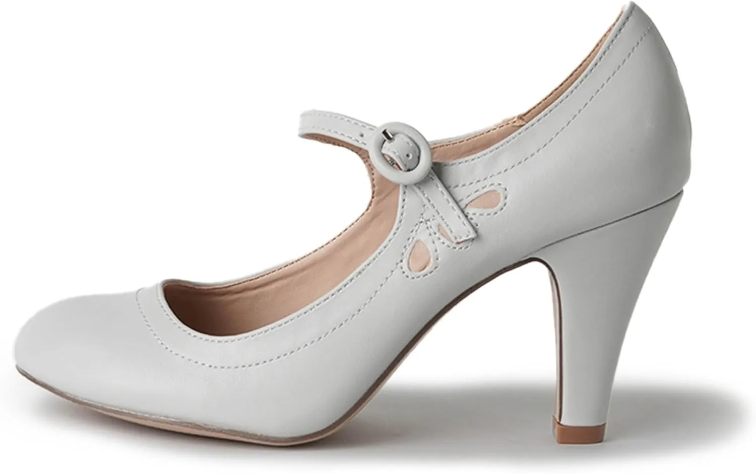 J. Adams Pixie Mary Jane Shoes Women Oxford Pumps - Cute Low Kitten High Heels - Retro Vintage Shoes for Women 1950s Mary Janes Round Toe Shoe with Ankle Strap - Women Dress Shoes