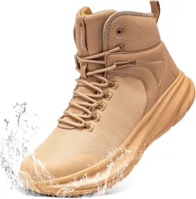 LARNMERN Military Tactical Work Boots Men Waterproof Hiking Boots Slip Resistant 6 Inches Combat Sneakers Motorcycle Shoes Wide Toe Box