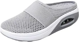 Mules for Women 2025 Summer Slip On Closed Toe Shoes Wide Width Clogs Mesh Slippers Air Cushion Orthopedic Diabetic Walking Shoes Backless Breathable Sneakers with Arch-Support Beach Sandals