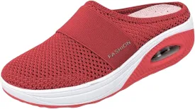 Mules for Women 2025 Summer Slip On Closed Toe Shoes Wide Width Clogs Mesh Slippers Air Cushion Orthopedic Diabetic Walking Shoes Backless Breathable Sneakers with Arch-Support Beach Sandals