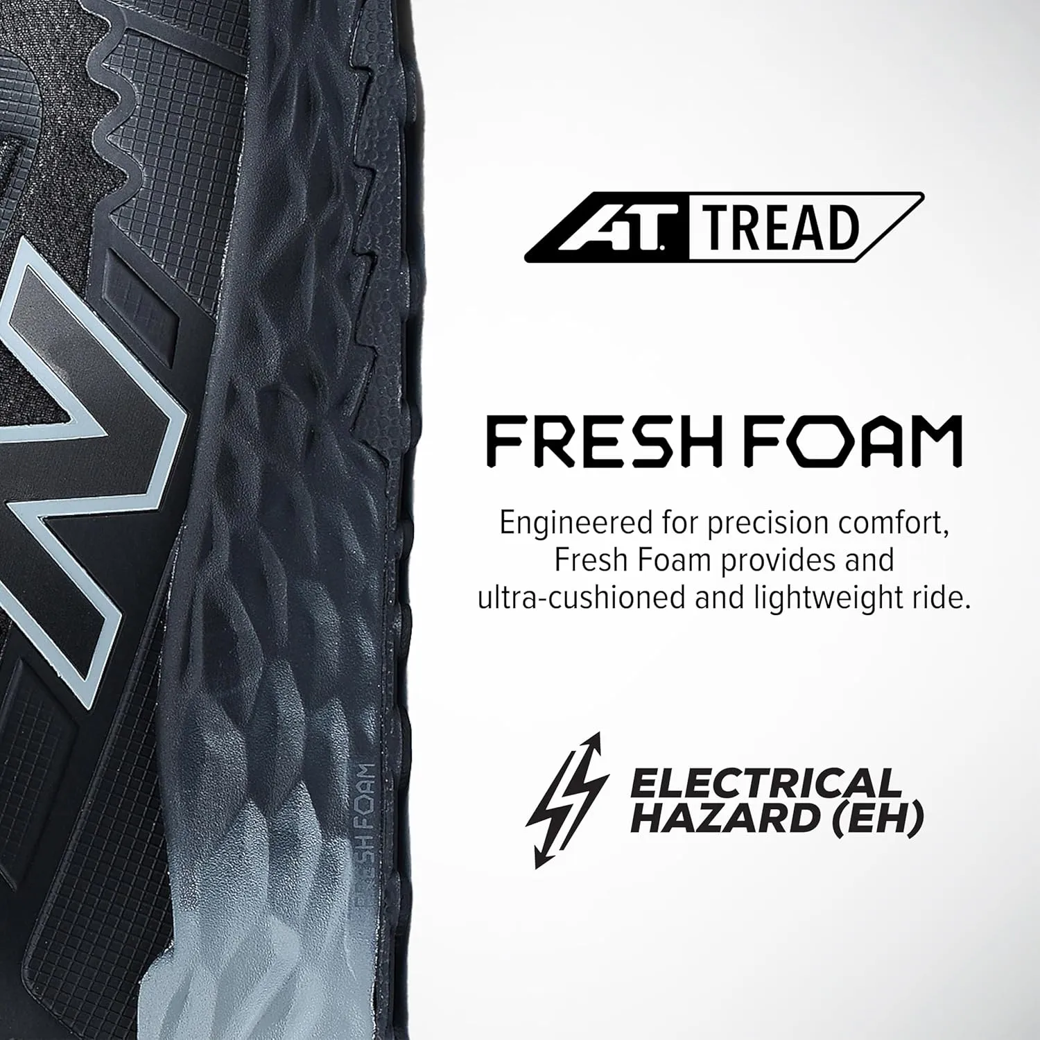 New Balance Fresh Foam Cremorne Composite Toe Safety Shoes for Men - Non Slip, Electrical Hazard - Black/Grey, Low Rise