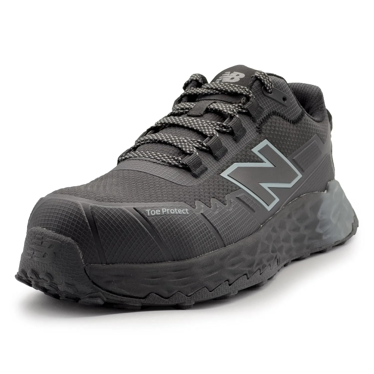 New Balance Fresh Foam Cremorne Composite Toe Safety Shoes for Men - Non Slip, Electrical Hazard - Black/Grey, Low Rise