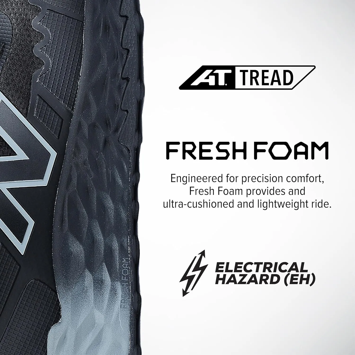 New Balance Fresh Foam Cremorne Composite Toe Safety Shoes for Men - Non Slip, Electrical Hazard - Black/Grey, Mid
