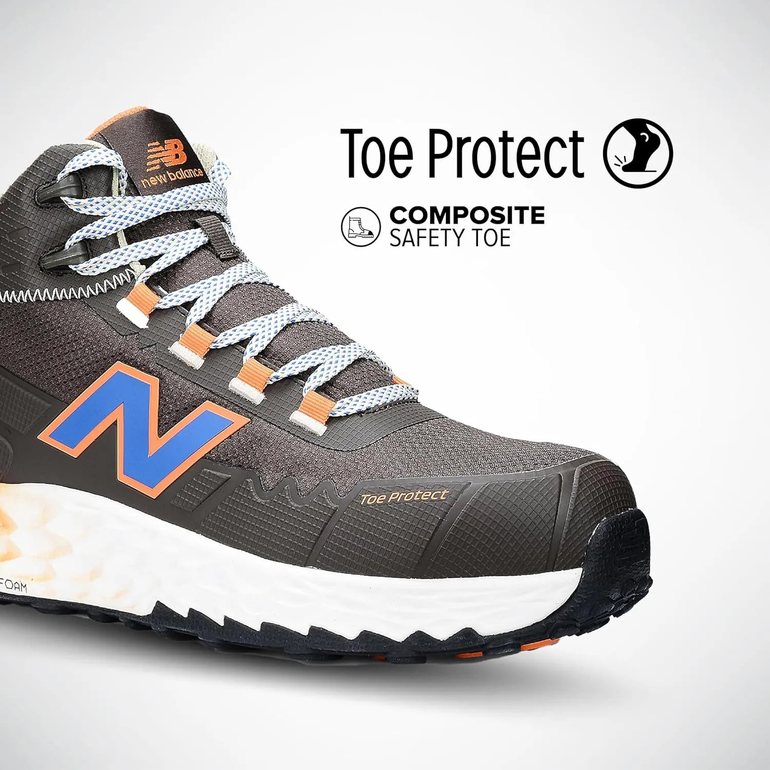New Balance Fresh Foam Cremorne Composite Toe Safety Shoes for Men - Non Slip, Electrical Hazard - Brown, Mid