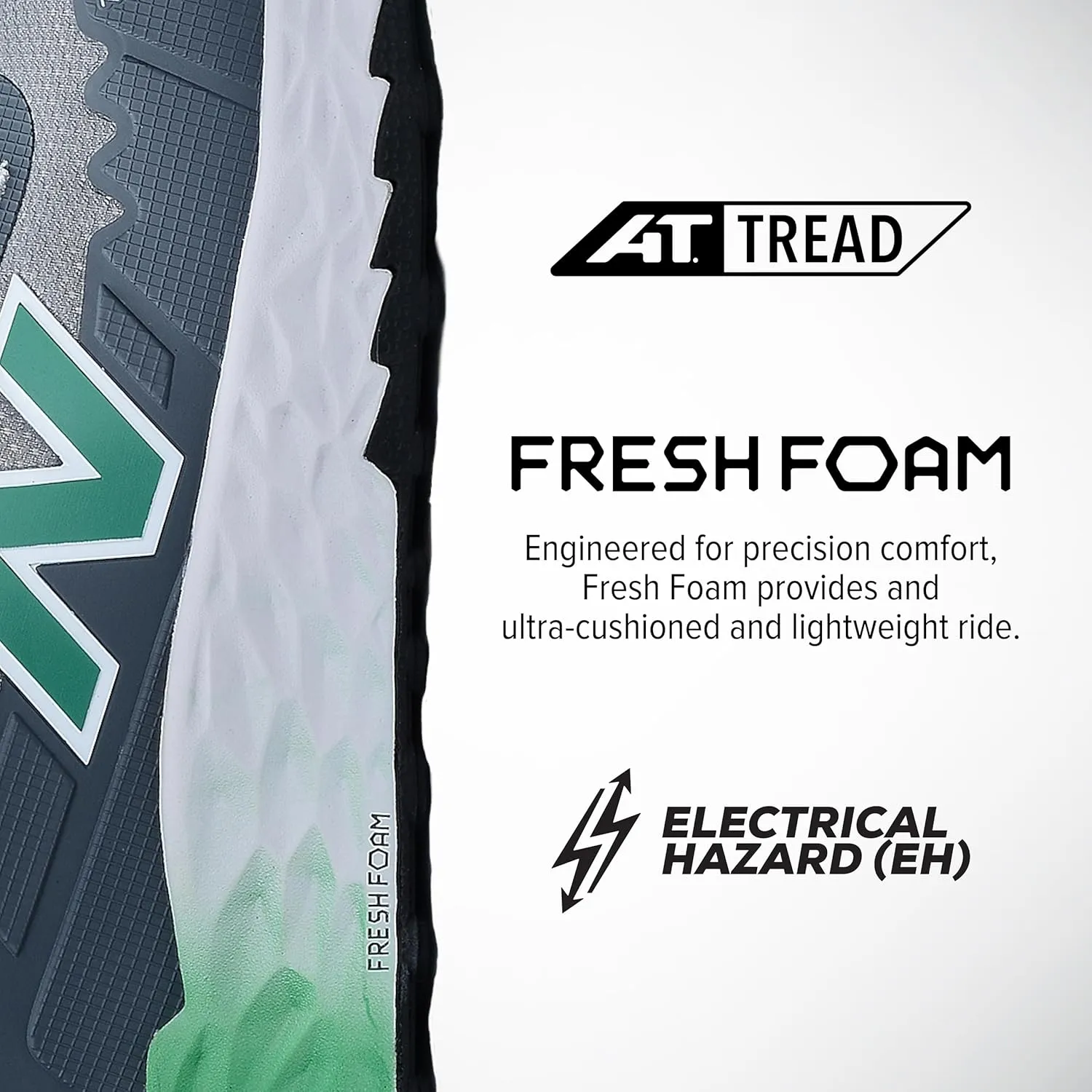 New Balance Fresh Foam Cremorne Composite Toe Safety Shoes for Men - Non Slip, Electrical Hazard - Green, Low Rise