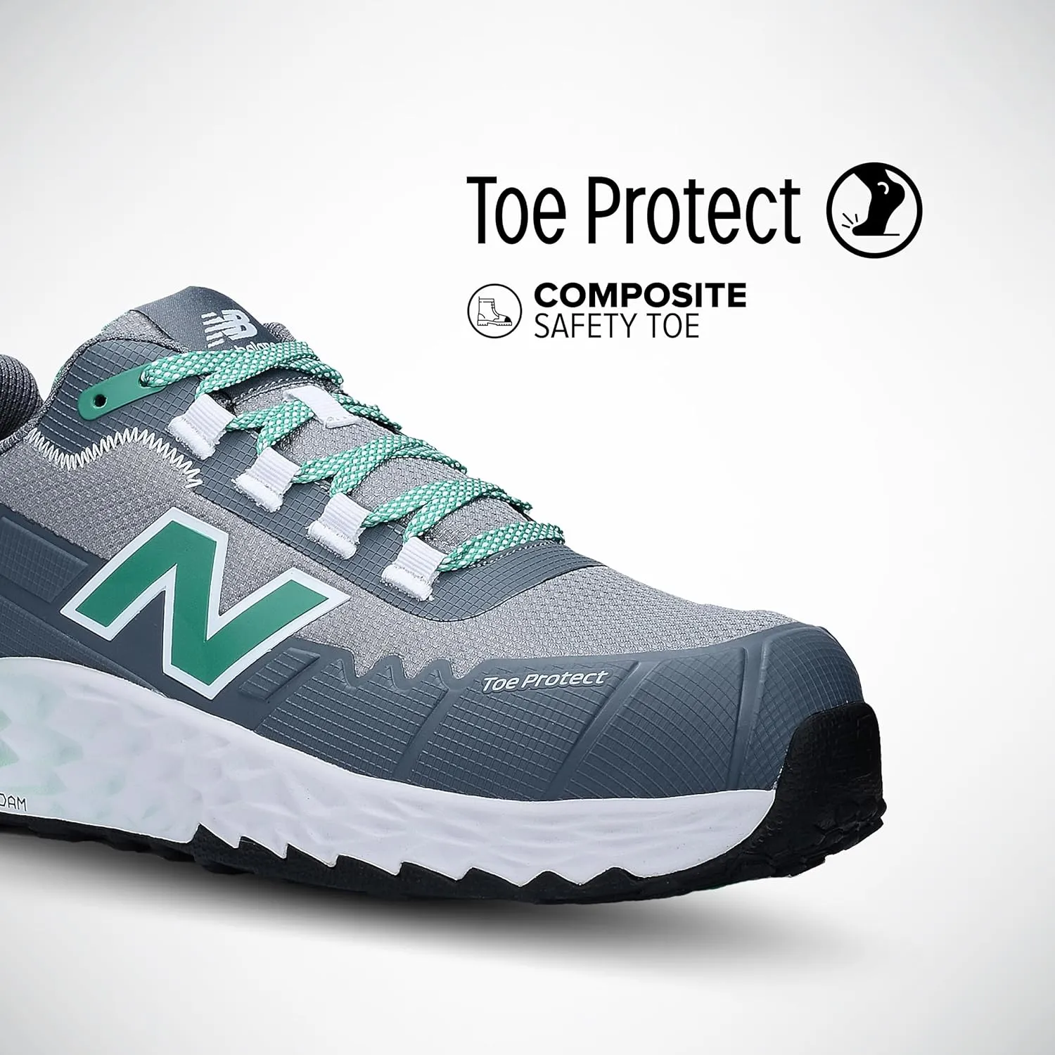 New Balance Fresh Foam Cremorne Composite Toe Safety Shoes for Men - Non Slip, Electrical Hazard - Green, Low Rise
