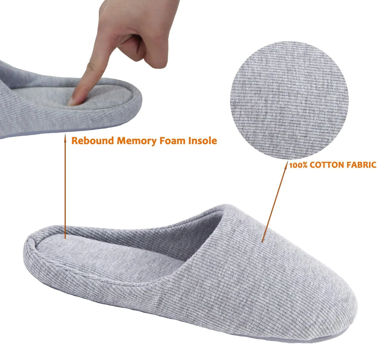ofoot Women's Non-Slip House Slippers - Lightweight Cotton Memory Foam Indoor Slip-On, Machine Washable & Foldable Travel Design for Home, Yoga, Narrow/Wide Fit Options