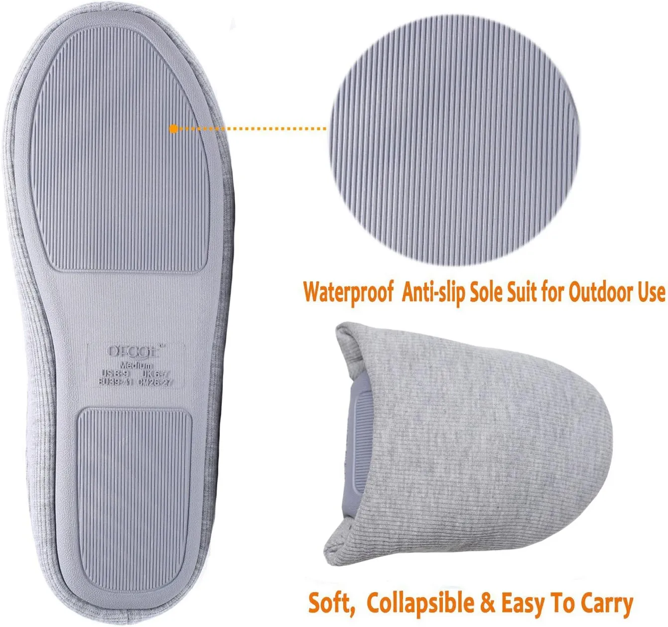 ofoot Women's Non-Slip House Slippers - Lightweight Cotton Memory Foam Indoor Slip-On, Machine Washable & Foldable Travel Design for Home, Yoga, Narrow/Wide Fit Options
