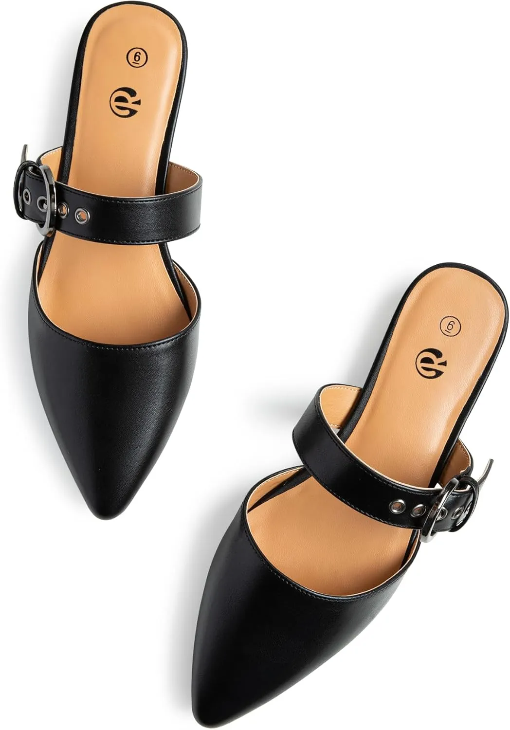 Rekayla Mules for Women Adjustable Strap Pointed Toe Backless Loafer Shoes