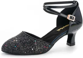 RoseMoli 1920s Shoes for Women Salsa Ballroom Dance Shoes for Woman Low Heels Dancing Pumps for Latin Tango Flapper Character Party Glitter Shoe