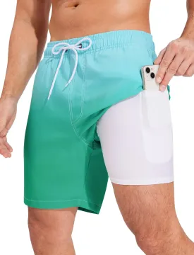 SILKWORLD Mens Swim Trunks Quick Dry Compression Liner 2 in 1 Shorts Men Swimsuit