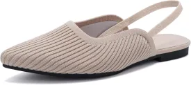 Slingback Flats for Women Pointed Toe Flats Breathable Knit Comfortable Dressy Casual for Work Office Slip on Ballet Flats
