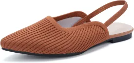Slingback Flats for Women Pointed Toe Flats Breathable Knit Comfortable Dressy Casual for Work Office Slip on Ballet Flats