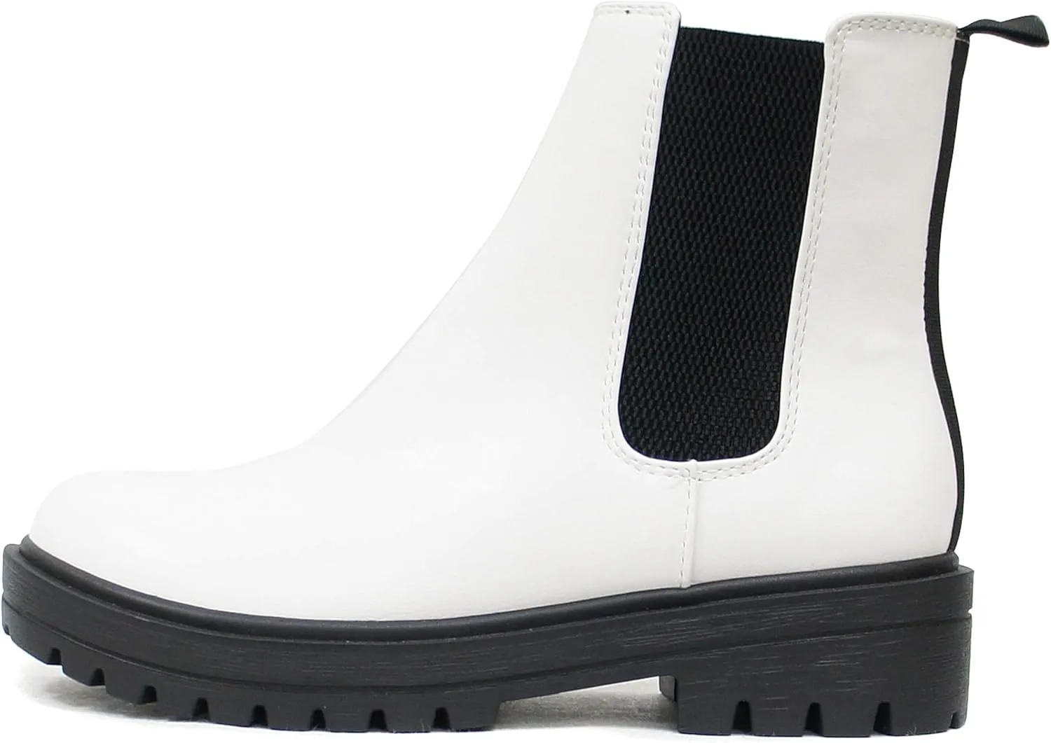 Soda Pilot ~ Women Lug Sole Low Heel Chelsea Fashion Ankle Bootie w/Double Elastic Gore