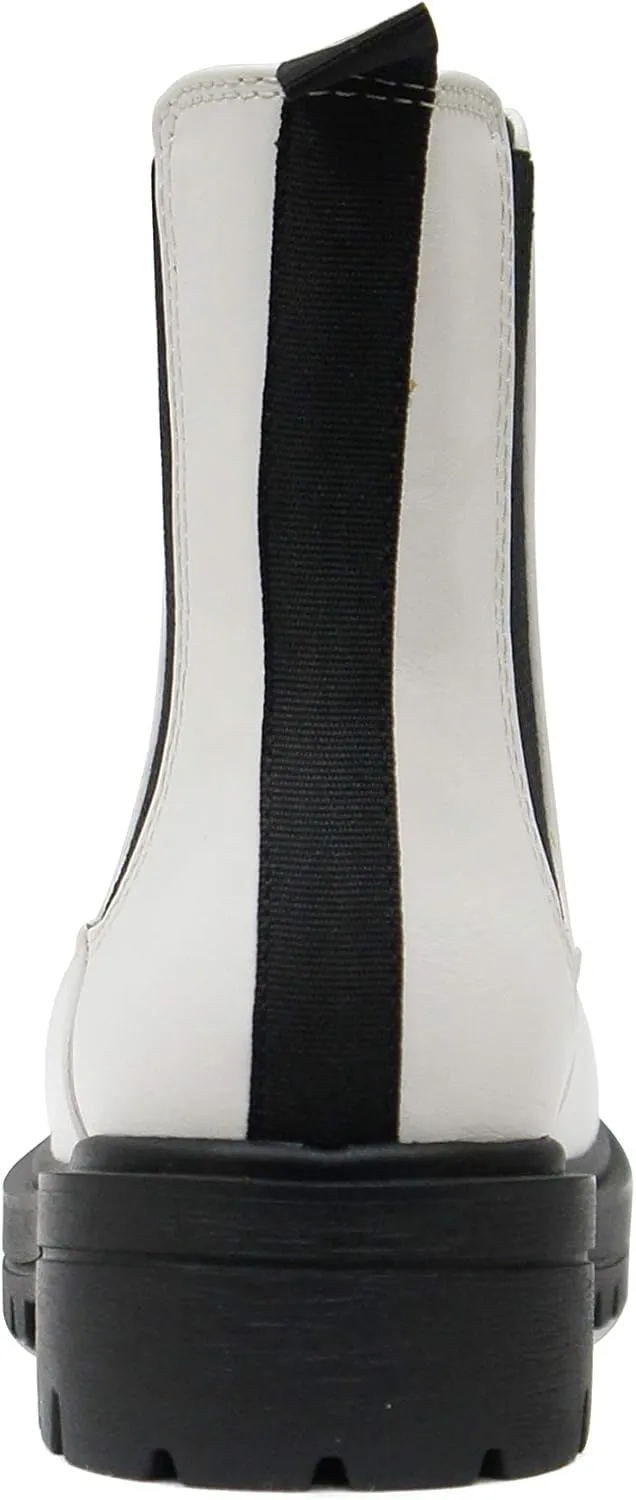 Soda Pilot ~ Women Lug Sole Low Heel Chelsea Fashion Ankle Bootie w/Double Elastic Gore