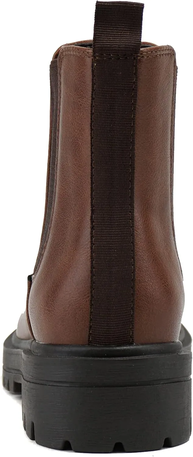 Soda Pilot ~ Women Lug Sole Low Heel Chelsea Fashion Ankle Bootie w/Double Elastic Gore