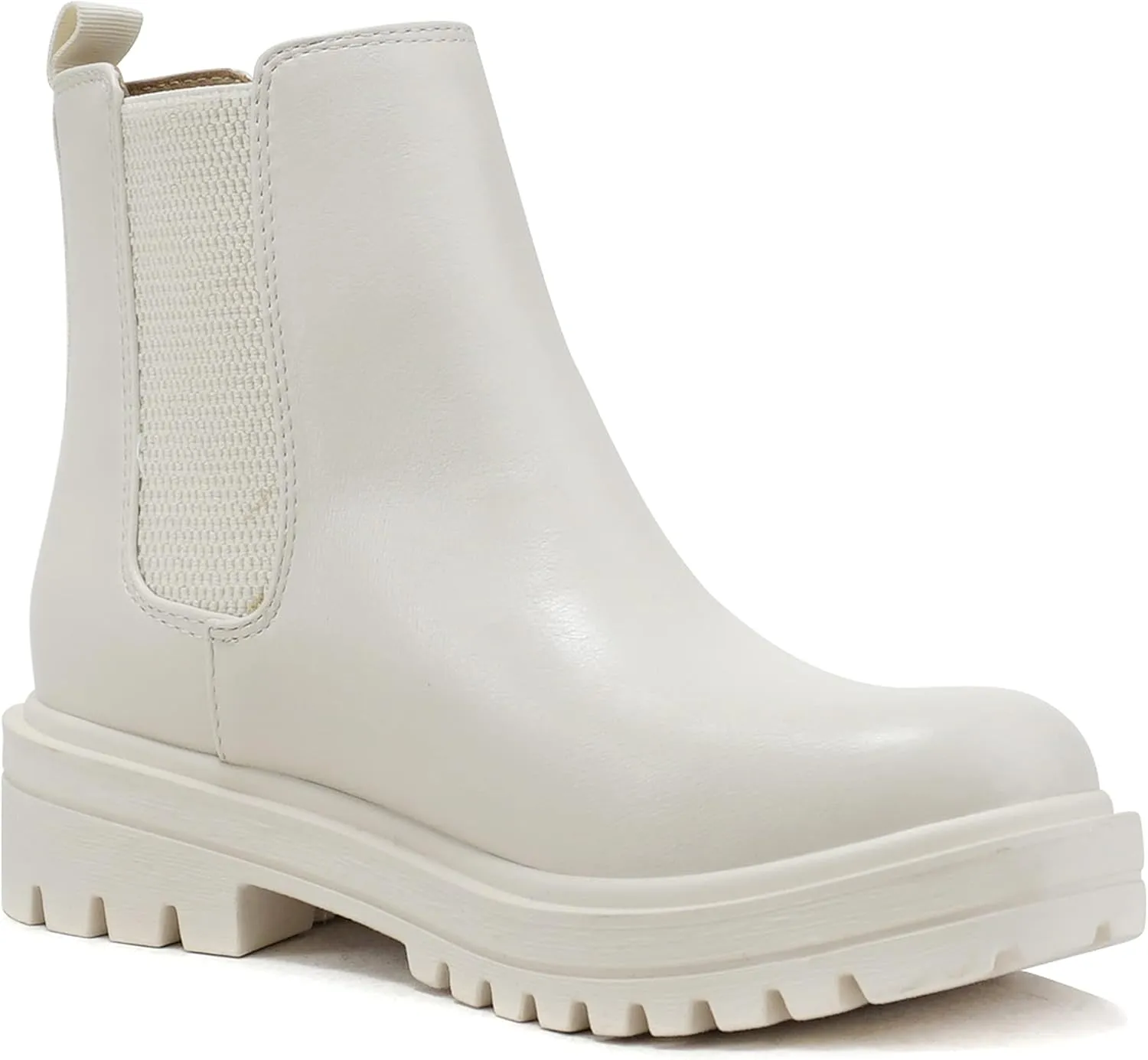 Soda Pilot ~ Women Lug Sole Low Heel Chelsea Fashion Ankle Bootie w/Double Elastic Gore