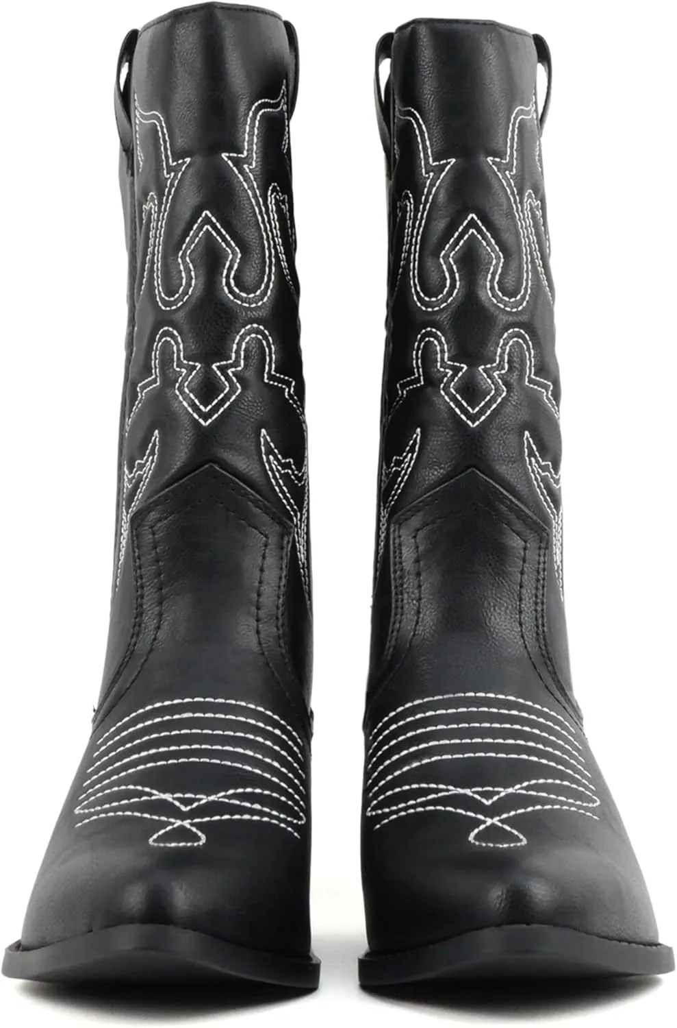 Soda TELLER ~ Women's Western Cowboy Boots with Stitched Detailing, Pointed Toe, and Low Block Heel