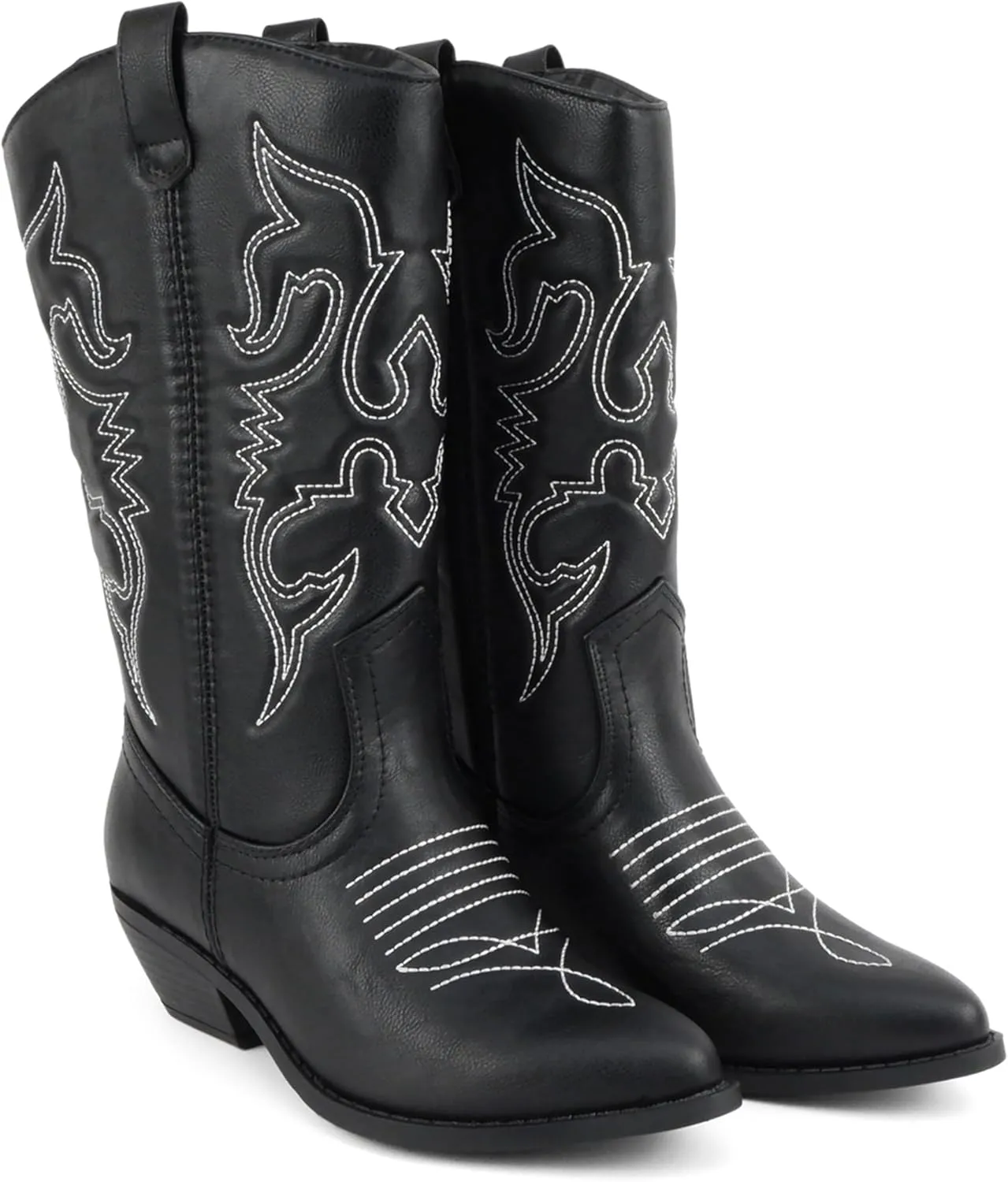 Soda TELLER ~ Women's Western Cowboy Boots with Stitched Detailing, Pointed Toe, and Low Block Heel