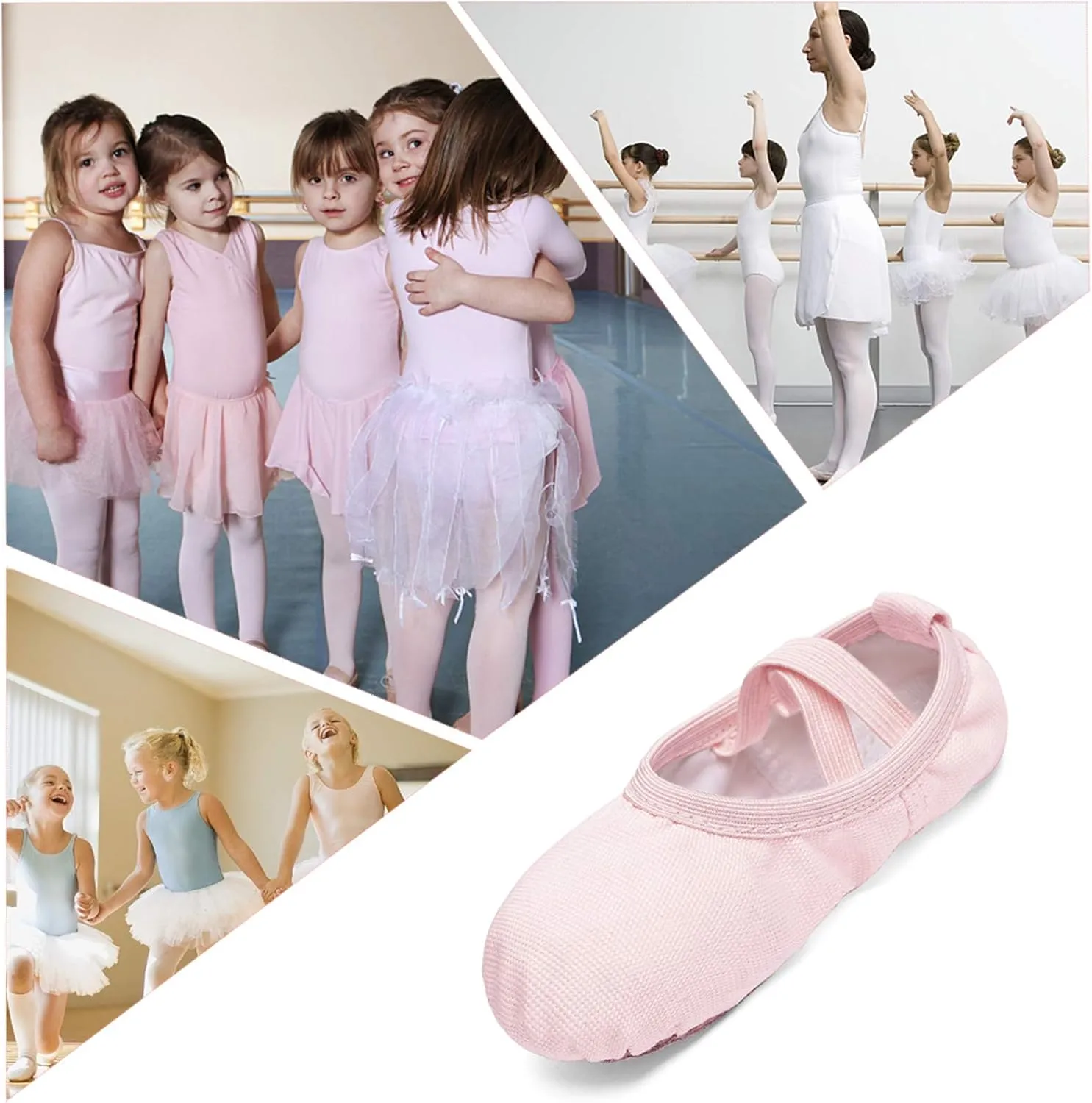 Stelle Canvas Ballet Shoes Toddler Girls Ballet Slippers No-Tie Boys Dance Shoes