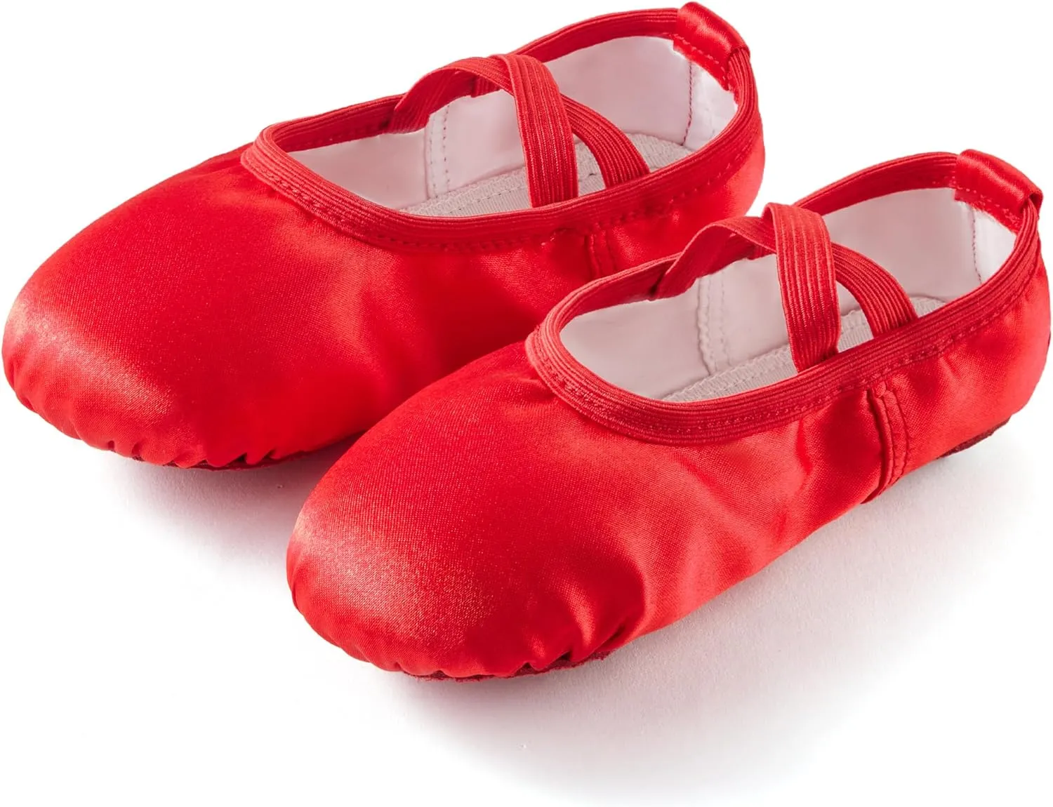 TRIPLE DEER Ballet Shoes for Girls, Satin Dance Practice Slippers Split Soft Leather Flat Sole Yoga Gymnastics Shoes (Toddler/Little/Big Kid)
