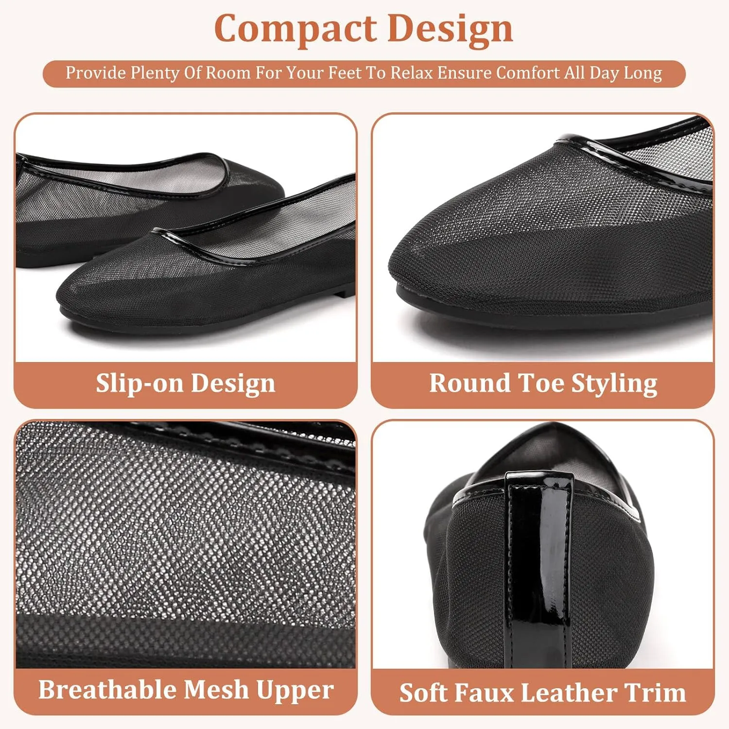 Tulle Mesh Ballet Flats Elegant Round Toe Work Dress Shoes Chic Comfortable Stylish Footwear for Everyday Use
