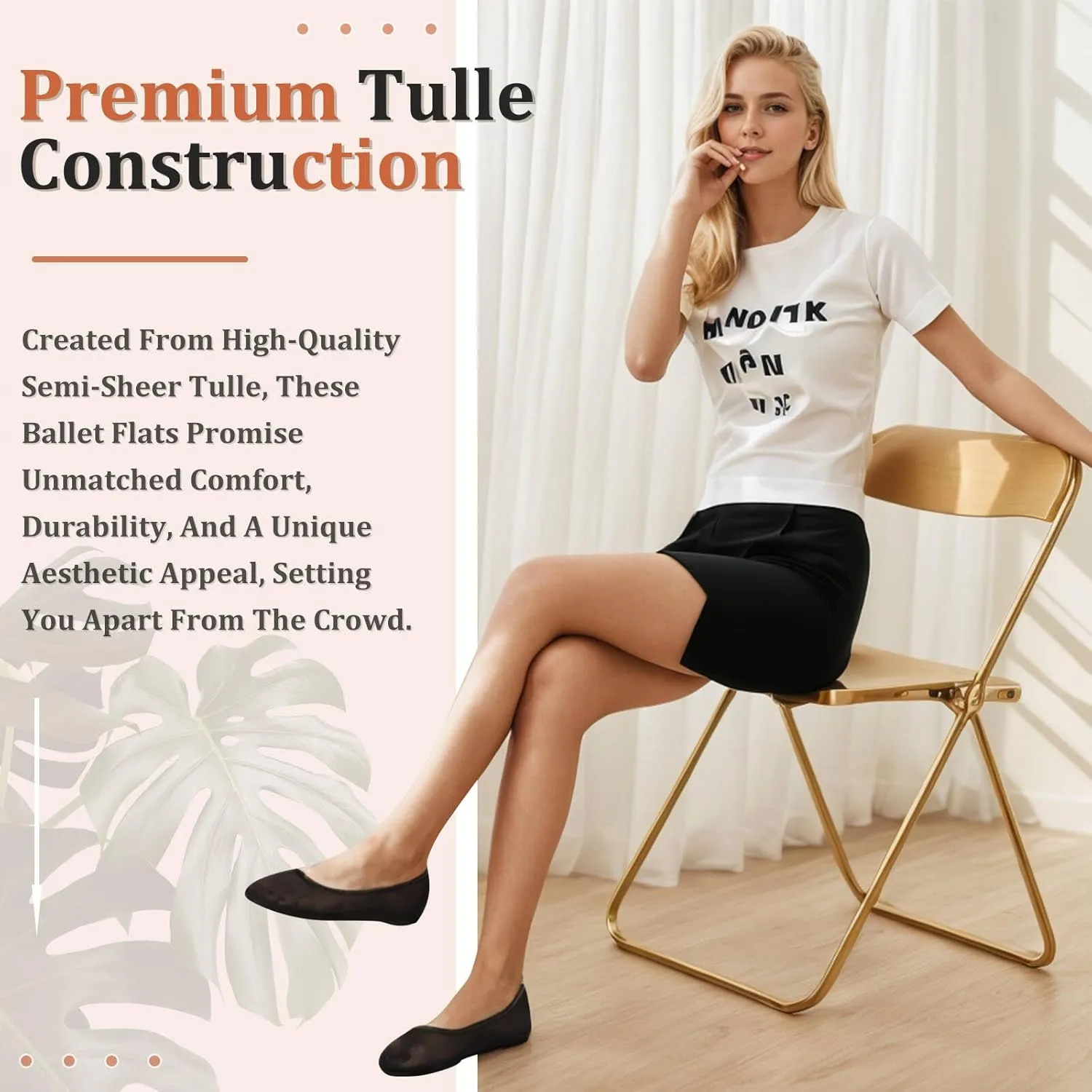 Tulle Mesh Ballet Flats Elegant Round Toe Work Dress Shoes Chic Comfortable Stylish Footwear for Everyday Use