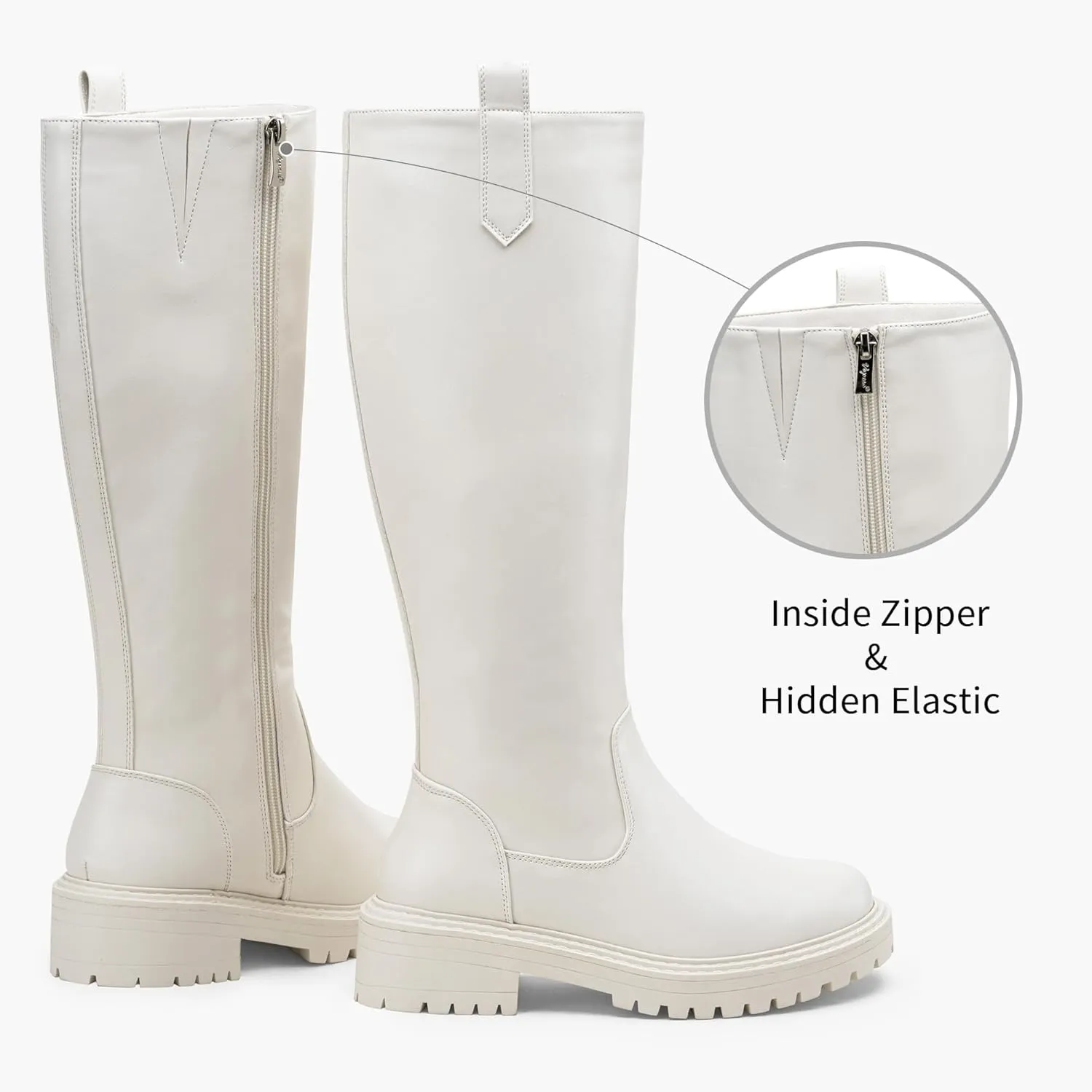 Vepose Womens 9658 Knee High Boots Low Heel, Platform Tall Boots with Side Zipper for Ladies
